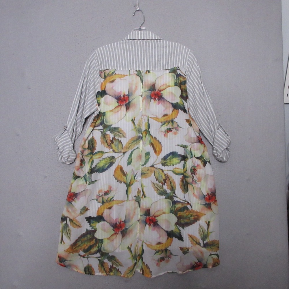 Soft Surroundings Top Tunic Small Floral Stripe Boho Beachy Flowy Mix Print‎